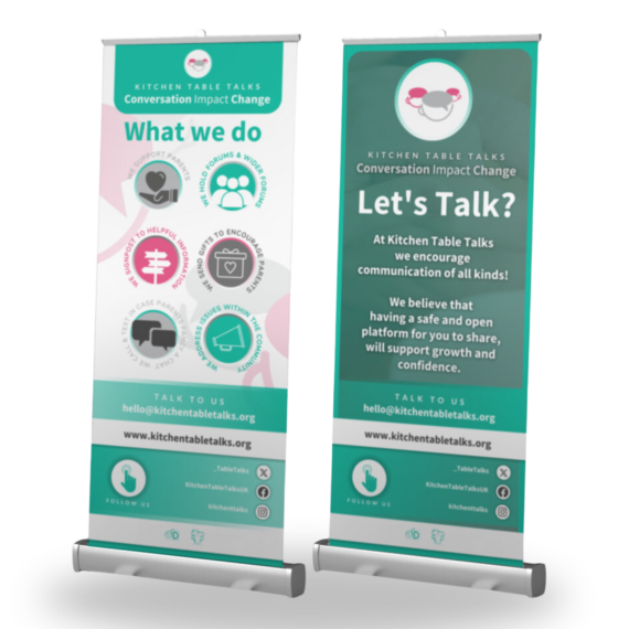 Kitchen Table Talks branded roller banners